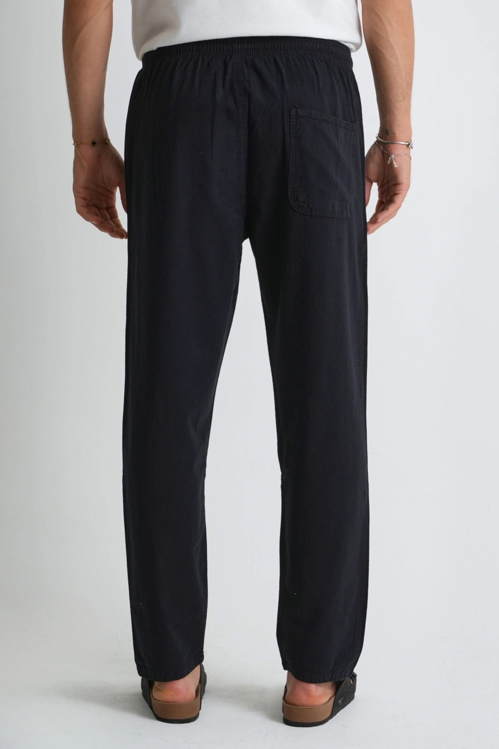 Erkek Yazlık Rahat Kalıp %100 Pamuk Keten Görünümlü Pantolon