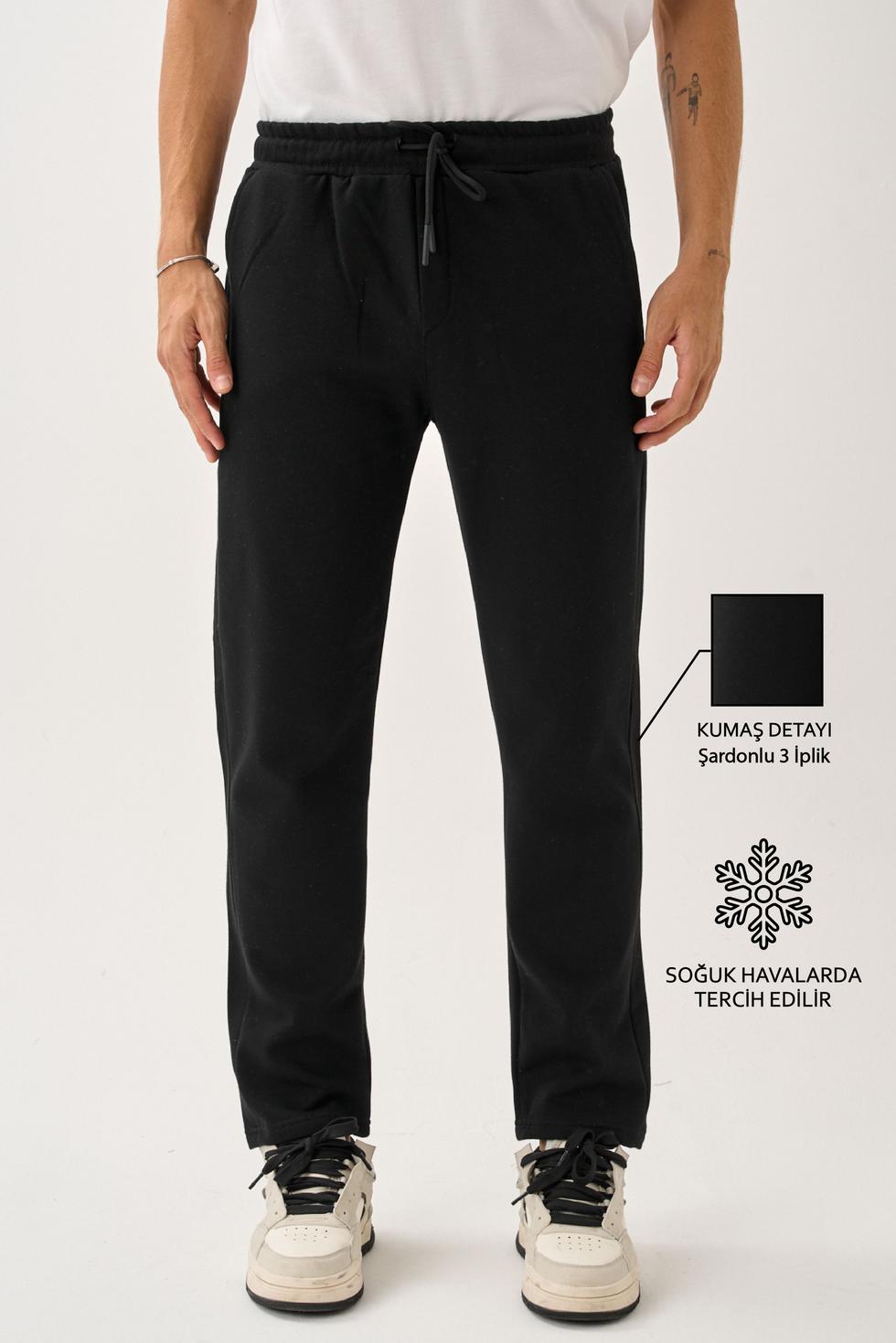 Erkek Üç İplik İçi Pamuklu Kalın Kumaş Eşofman Alt