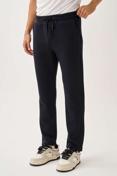 Lacivert Erkek Üç İplik İçi Pamuklu Kalın Kumaş Eşofman Alt E219