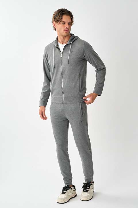 Antrasit Tech Fleece Double Face Kapüşonlu Erkek Eşofman Takım E213