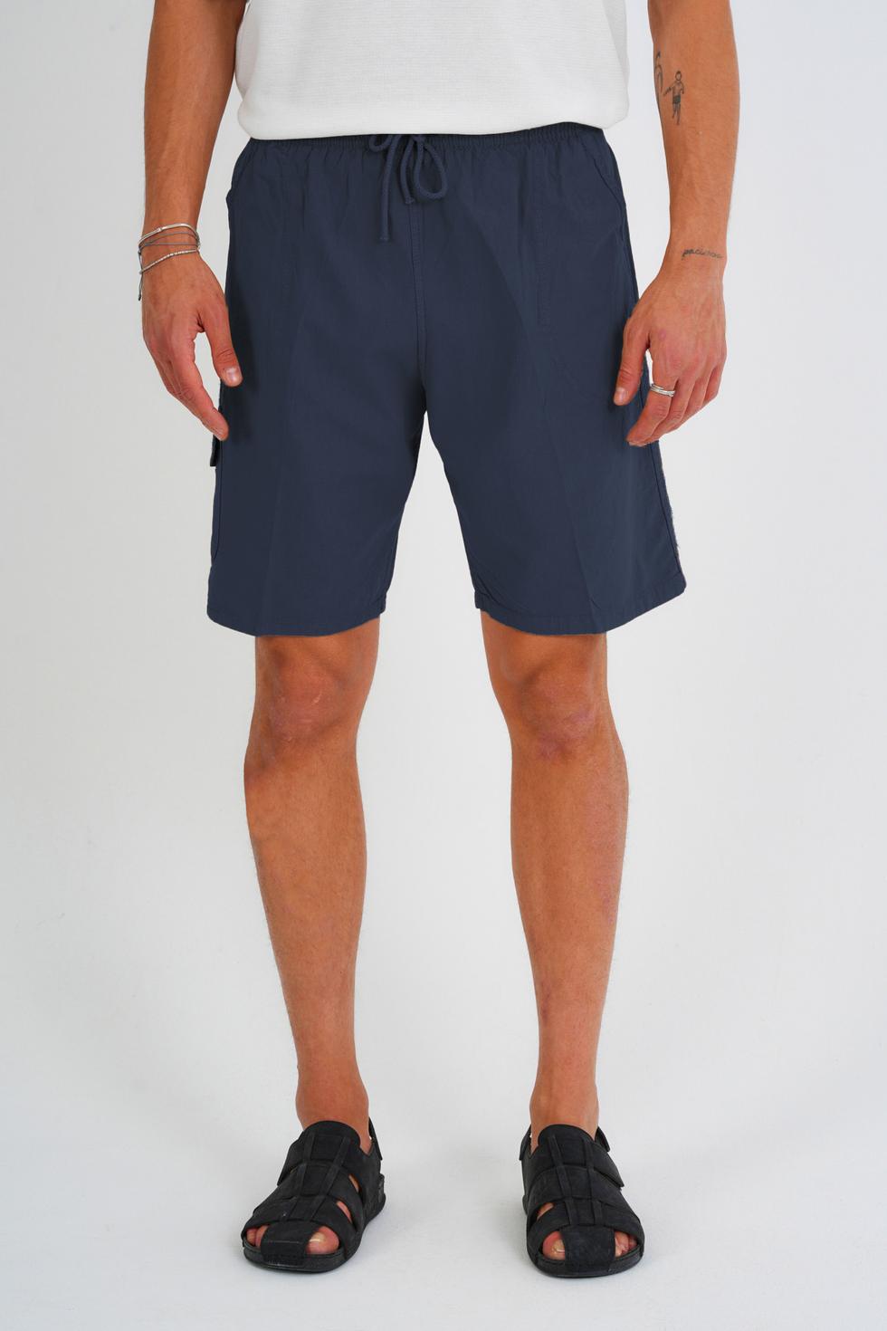 Yazlık Keten Görünümlü Kargo Cep Lastikli, Bol Kesim Şort