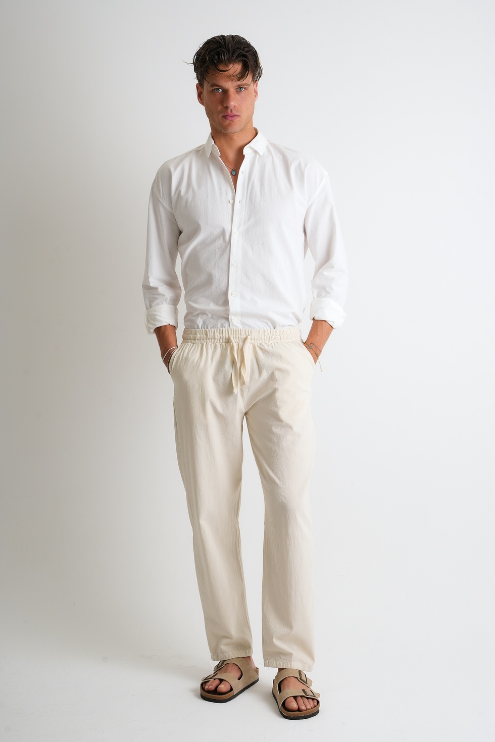 Marmaris Erkek Keten Karışımlı Dikiş Detaylı Relaxed Pantolon