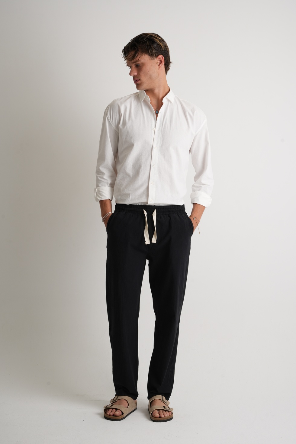 Marmaris Erkek Keten Karışımlı Dikiş Detaylı Relaxed Pantolon