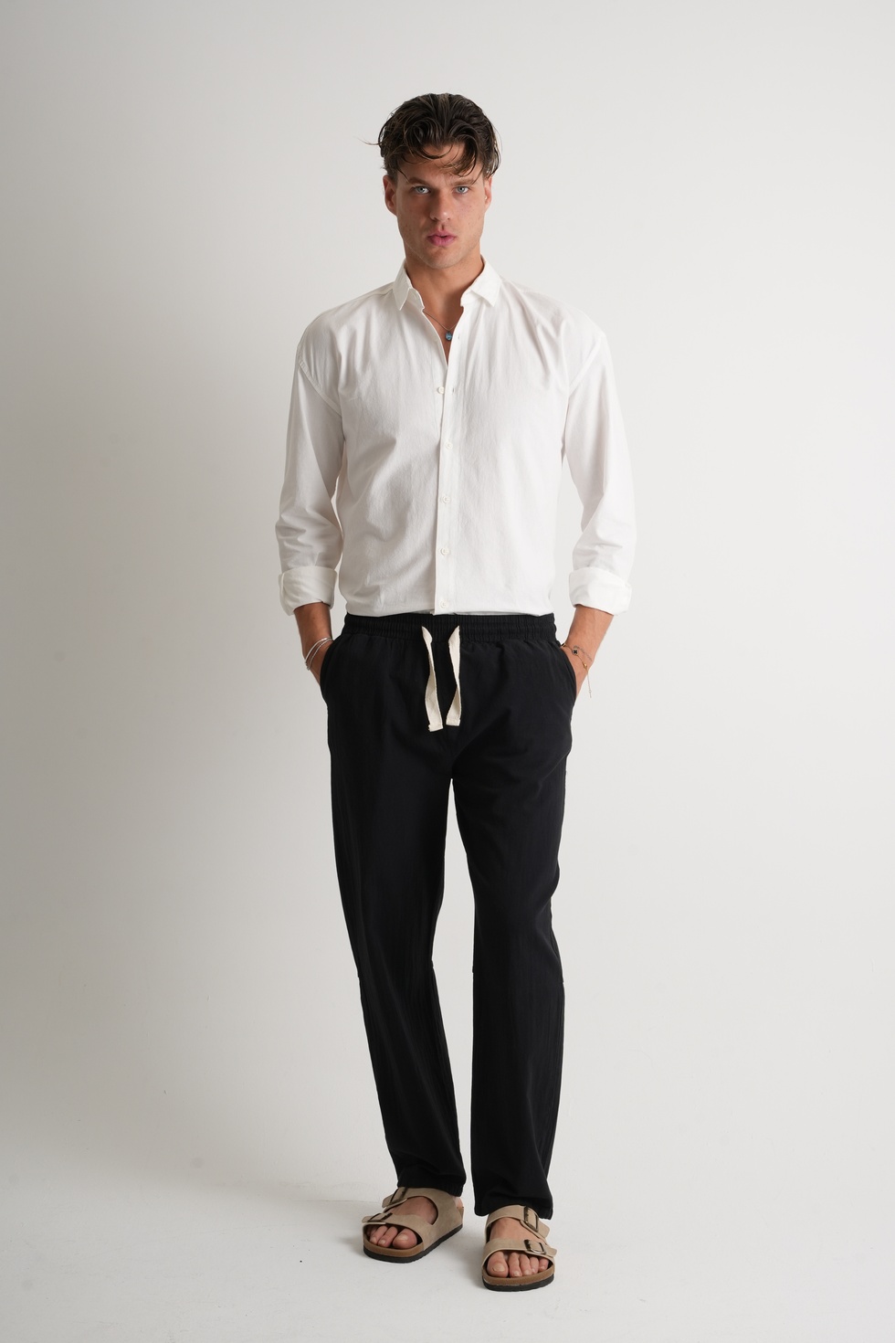 Marmaris Erkek Keten Karışımlı Dikiş Detaylı Relaxed Pantolon