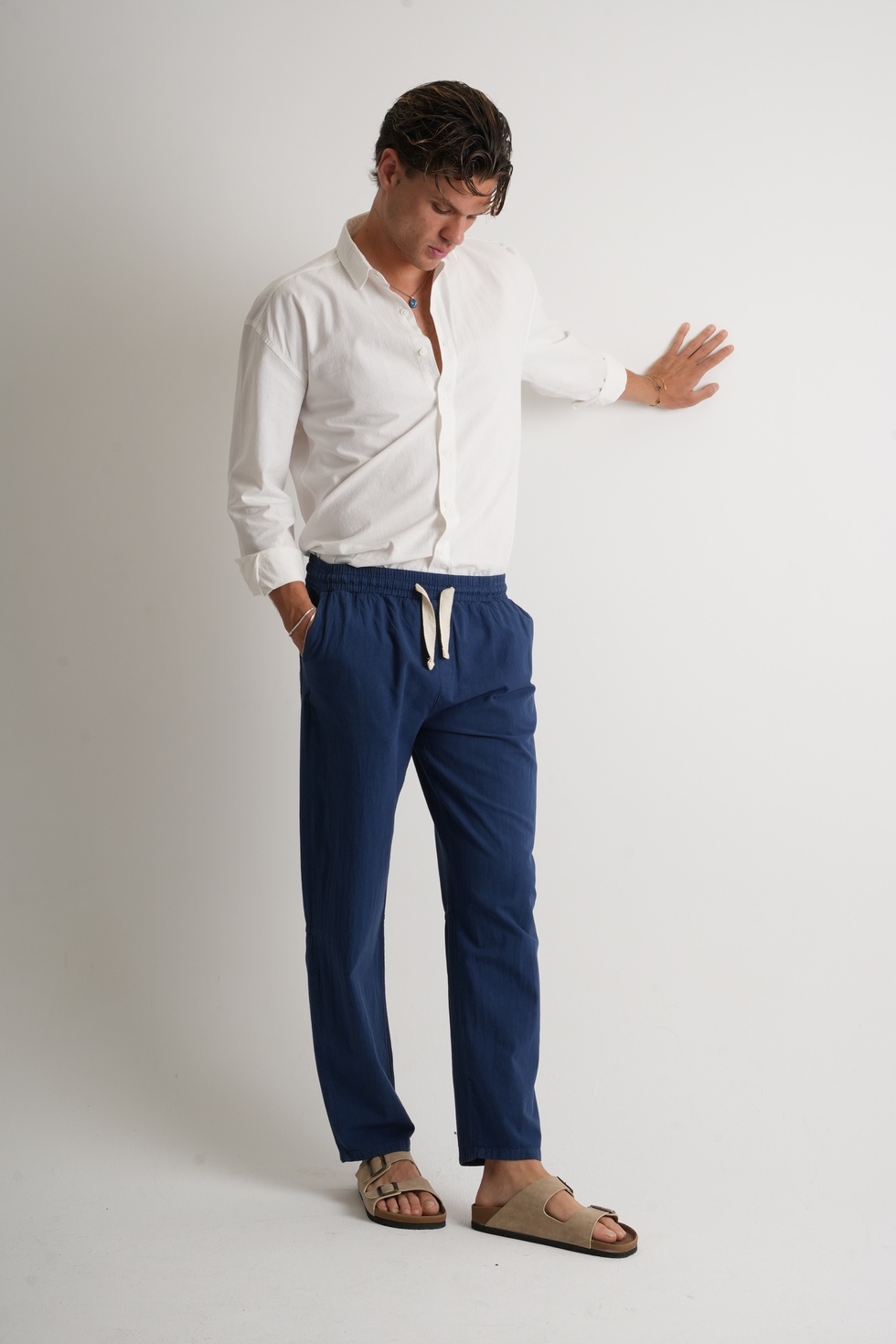 Marmaris Erkek Keten Karışımlı Dikiş Detaylı Relaxed Pantolon