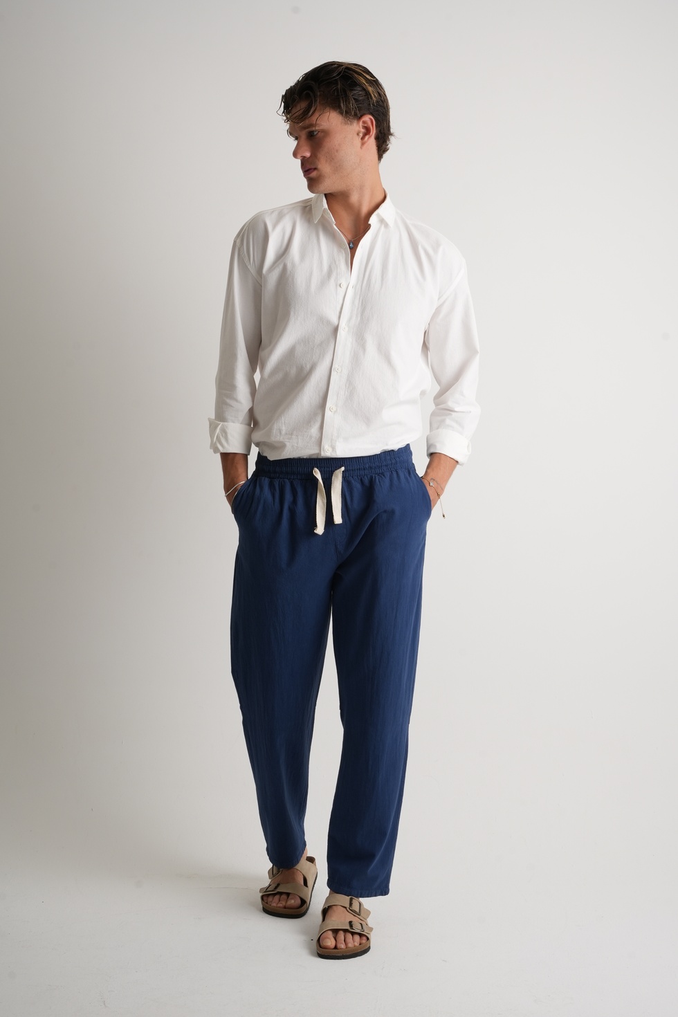 Marmaris Erkek Keten Karışımlı Dikiş Detaylı Relaxed Pantolon