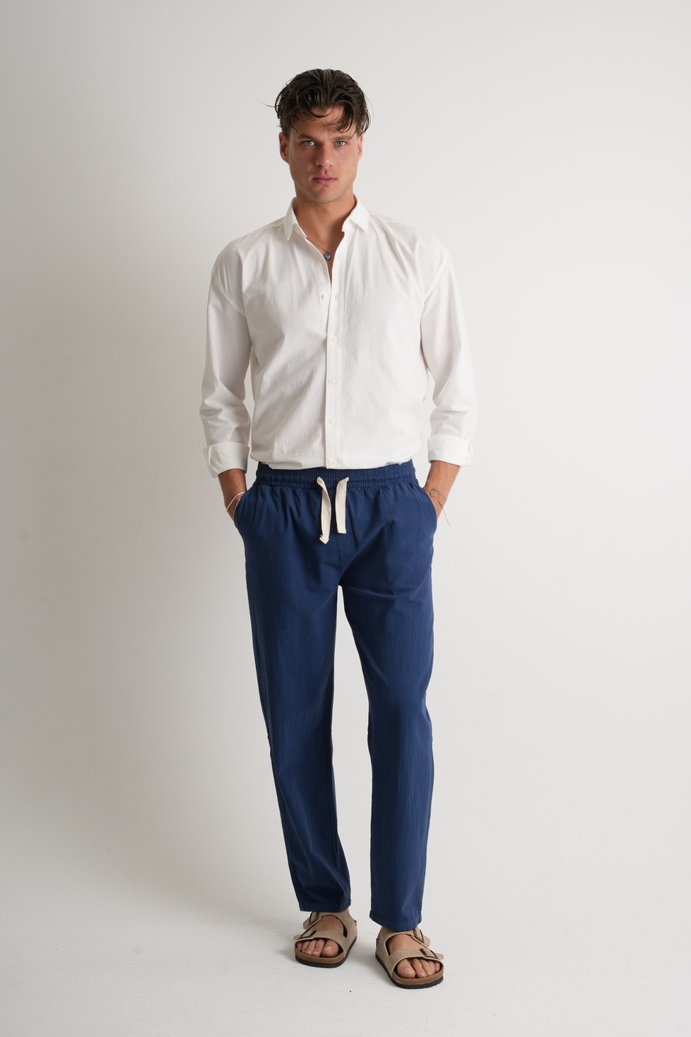 Marmaris Erkek Keten Karışımlı Dikiş Detaylı Relaxed Pantolon