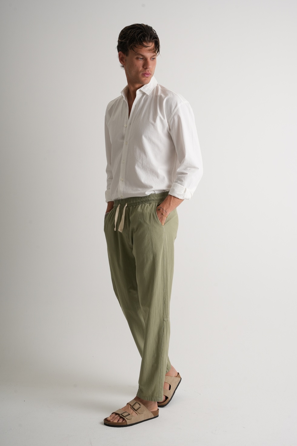 Marmaris Erkek Keten Karışımlı Dikiş Detaylı Relaxed Pantolon