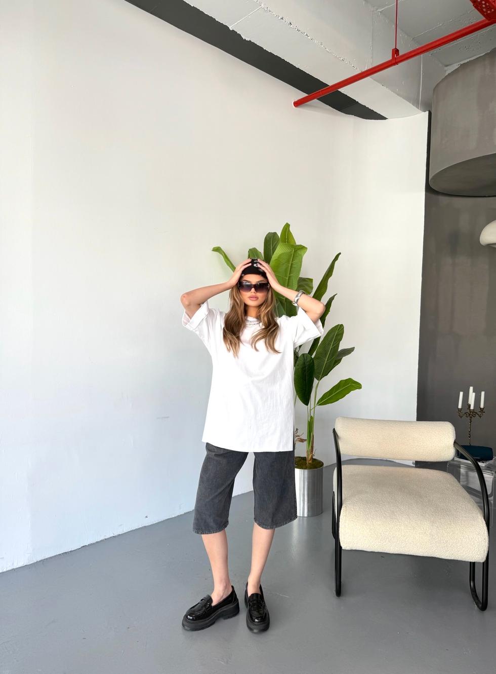 Kadın Büyük Beden Yüksek Bel Keten Görünümlü %100 Pamuk Kapri