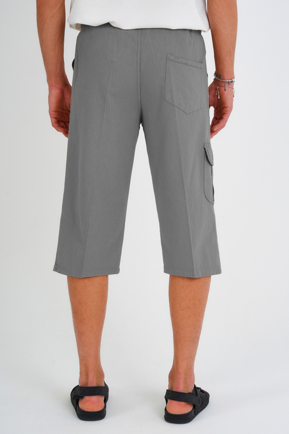 Erkek Kargo Cep %100 Pamuk Keten Görünümlü Kapri