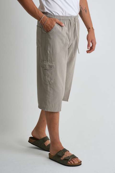 Taş Erkek Kargo Cep %100 Pamuk Keten Görünümlü Kapri E207