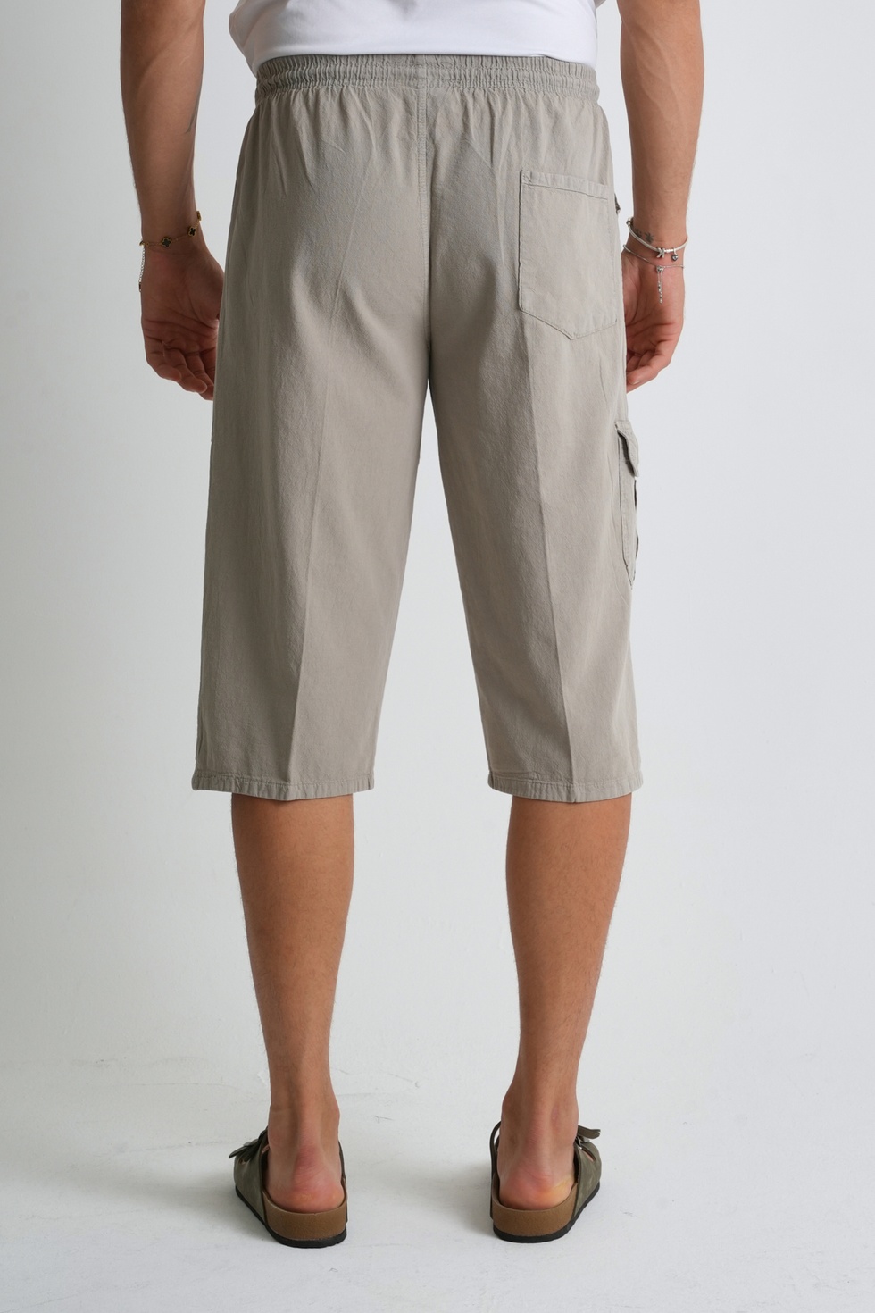 Erkek Kargo Cep %100 Pamuk Keten Görünümlü Kapri