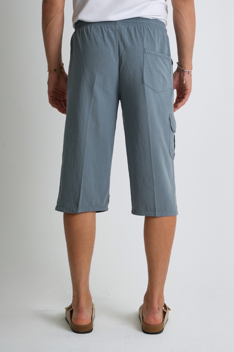 Erkek Kargo Cep %100 Pamuk Keten Görünümlü Kapri