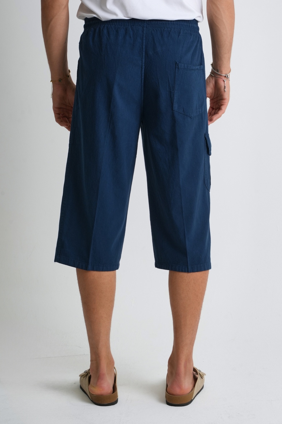 Erkek Kargo Cep %100 Pamuk Keten Görünümlü Kapri