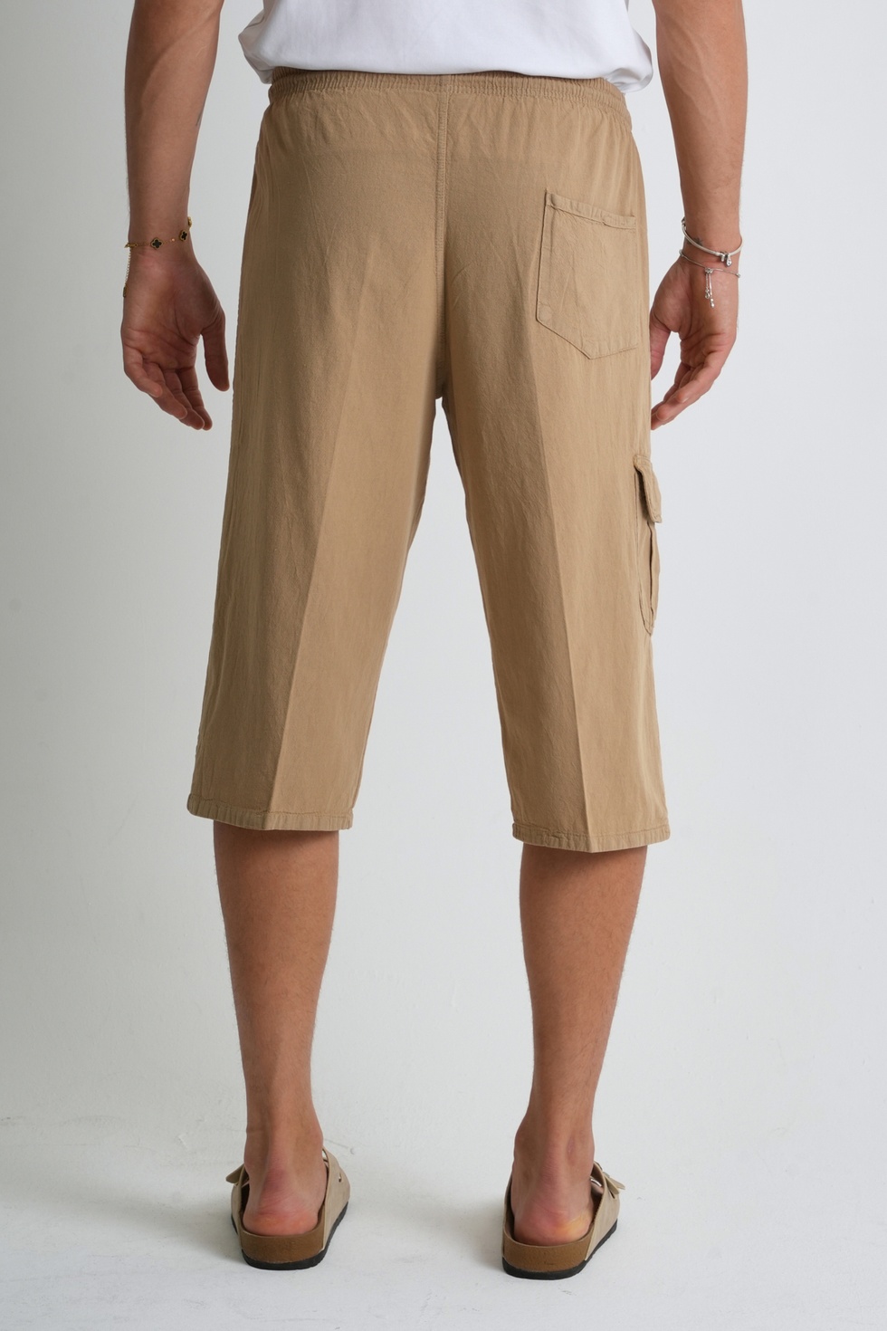 Erkek Kargo Cep %100 Pamuk Keten Görünümlü Kapri