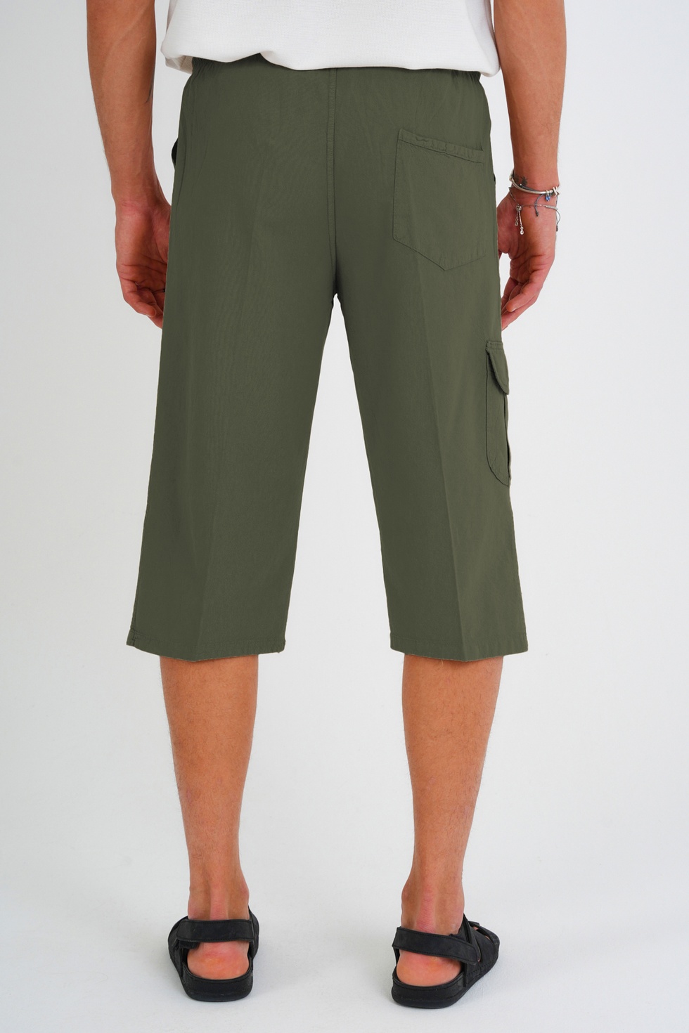 Erkek Kargo Cep %100 Pamuk Keten Görünümlü Kapri