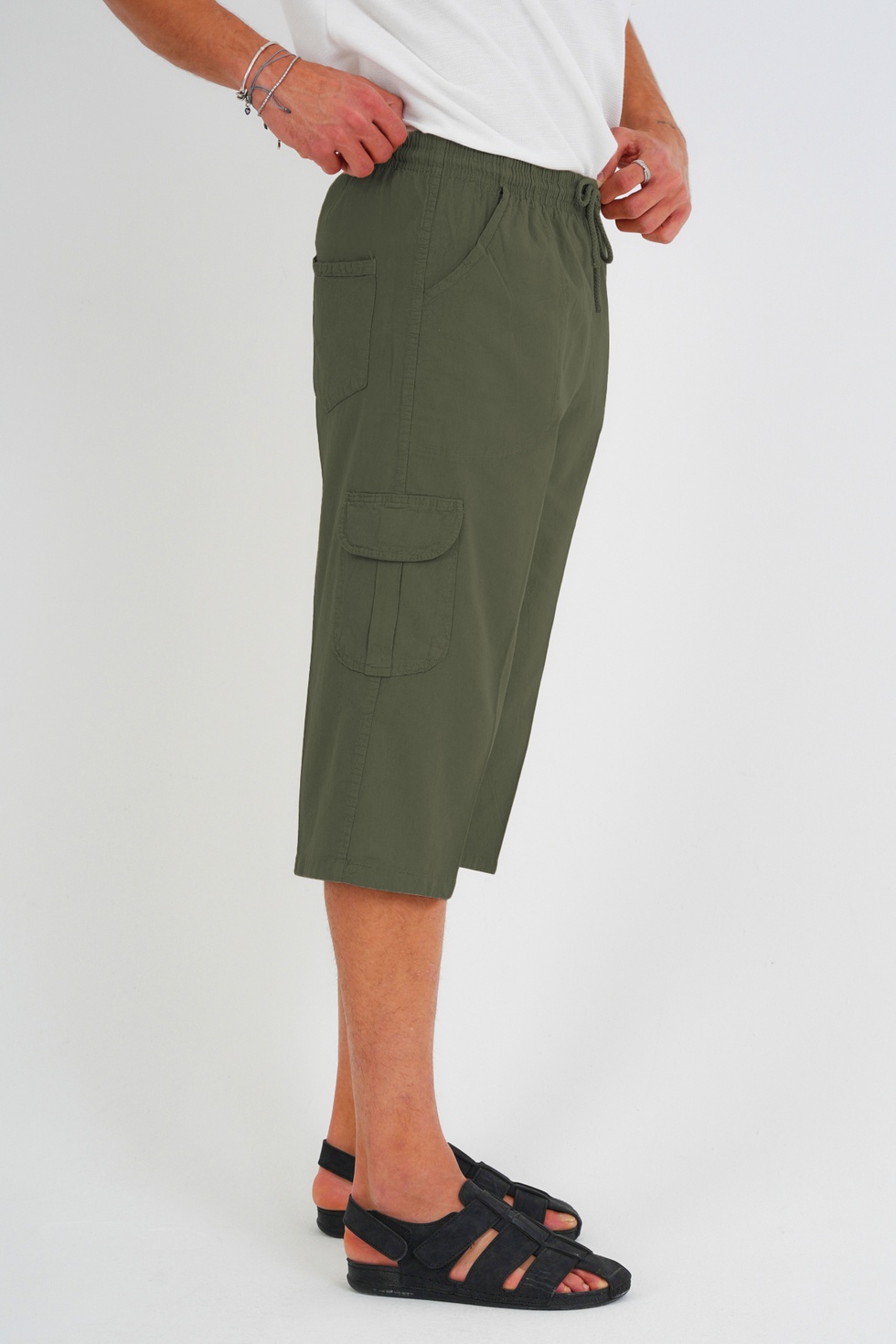 Erkek Kargo Cep %100 Pamuk Keten Görünümlü Kapri