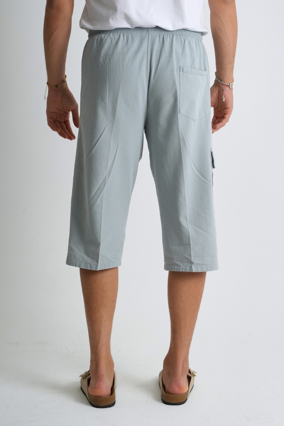 Erkek Kargo Cep %100 Pamuk Keten Görünümlü Kapri