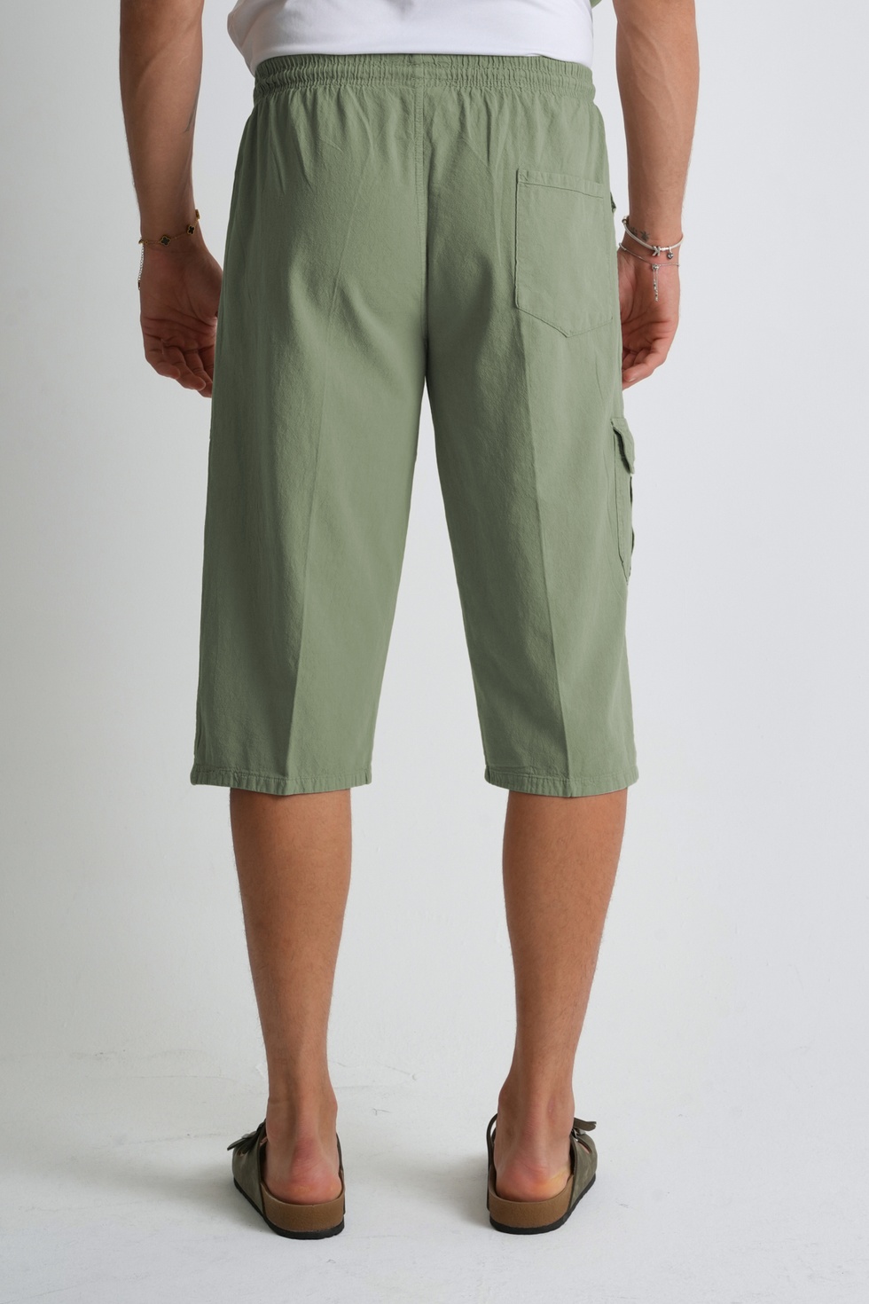 Erkek Kargo Cep %100 Pamuk Keten Görünümlü Kapri