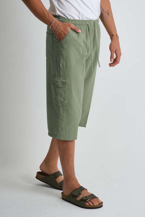 Çağla Erkek Kargo Cep %100 Pamuk Keten Görünümlü Kapri E207