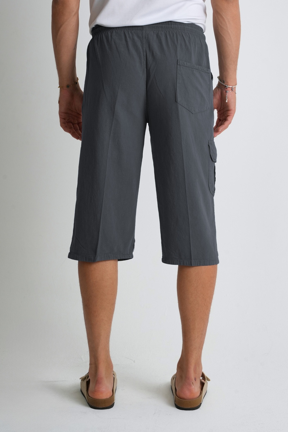 Erkek Kargo Cep %100 Pamuk Keten Görünümlü Kapri