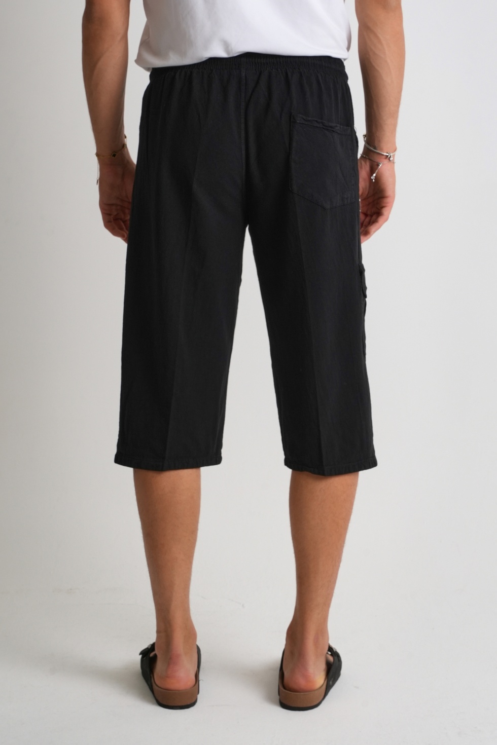 Erkek Kargo Cep %100 Pamuk Keten Görünümlü Kapri