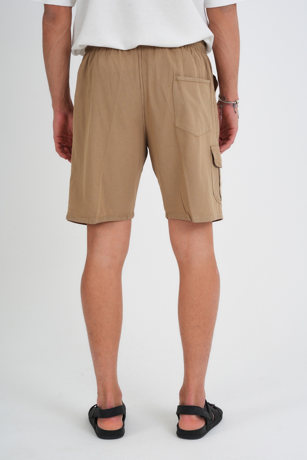 Erkek Kargo Cep Büyük Beden %100 Pamuk Keten Görünümlü Şort