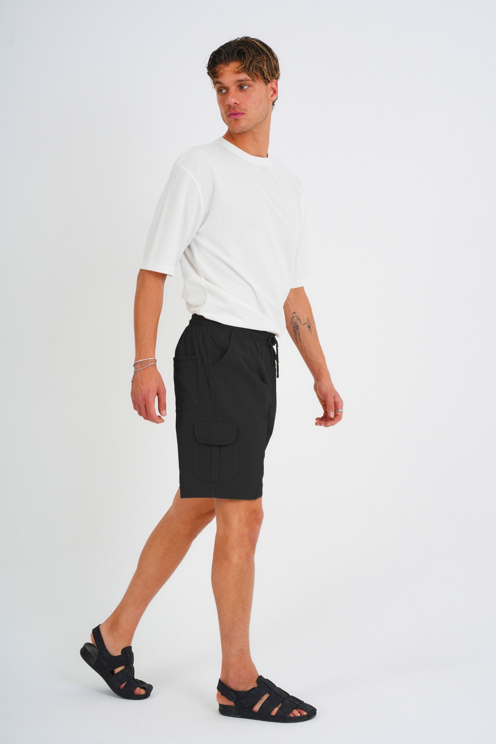 Erkek Kargo Cep Büyük Beden %100 Pamuk Keten Görünümlü Şort