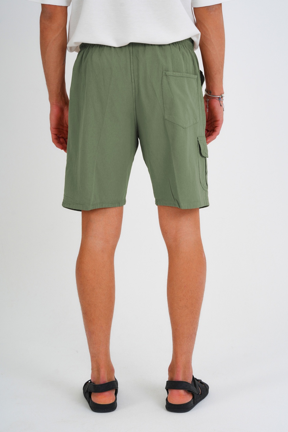 Erkek Kargo Cep Büyük Beden %100 Pamuk Keten Görünümlü Şort
