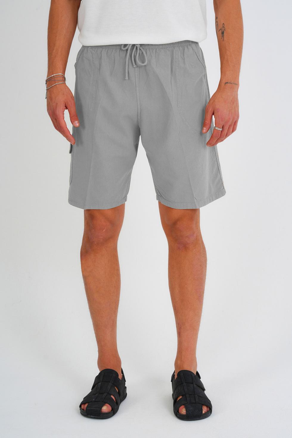 Erkek Kargo Cep Büyük Beden %100 Pamuk Keten Görünümlü Şort