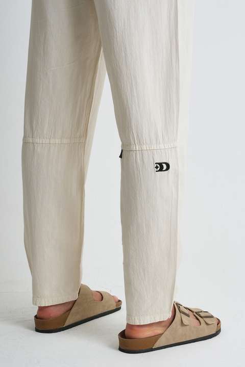 Bej Erkek Büyük Beden %100 Pamuk Keten Görünümlü Kapri E203