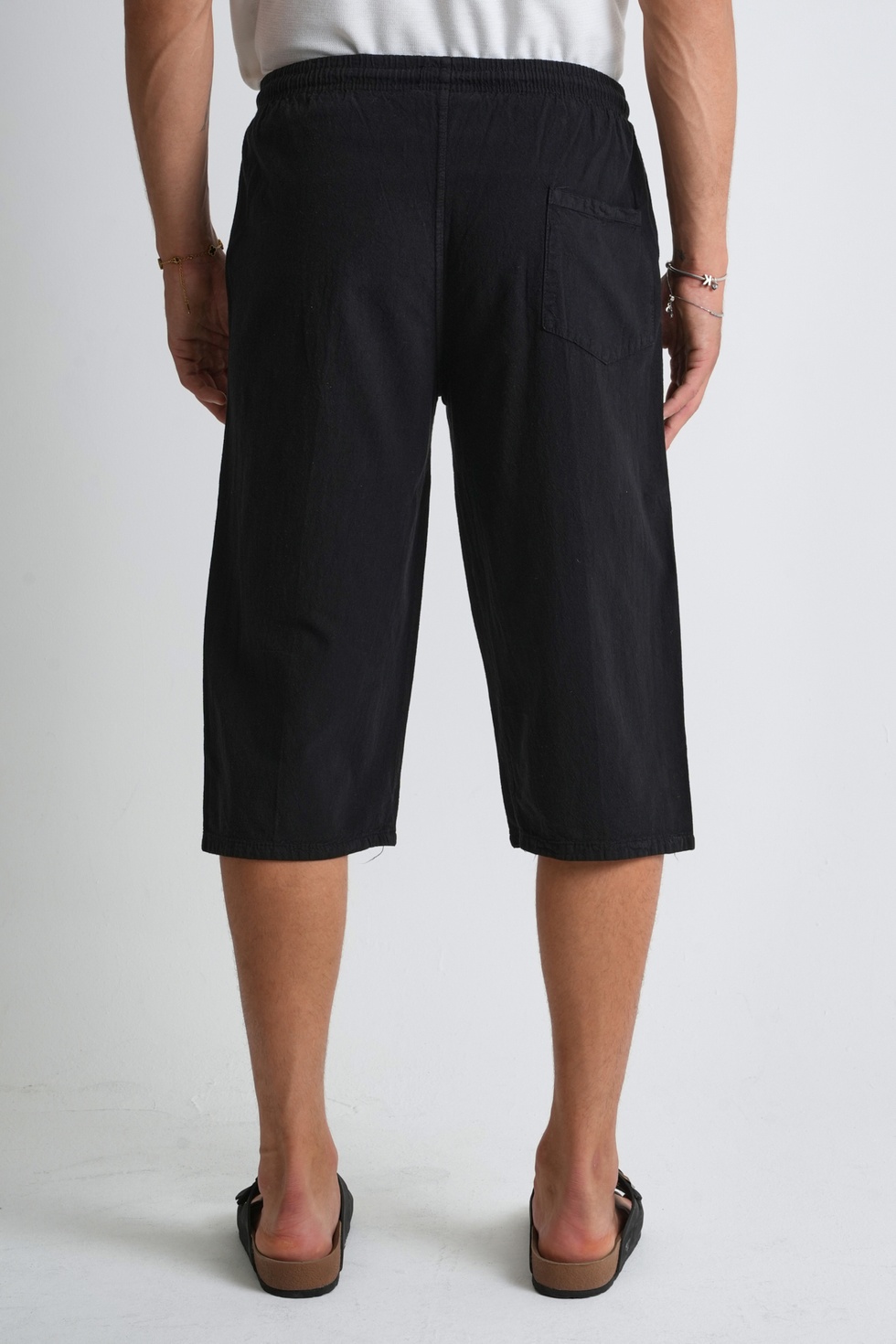 Erkek Büyük Beden %100 Pamuk Keten Görünümlü Kapri