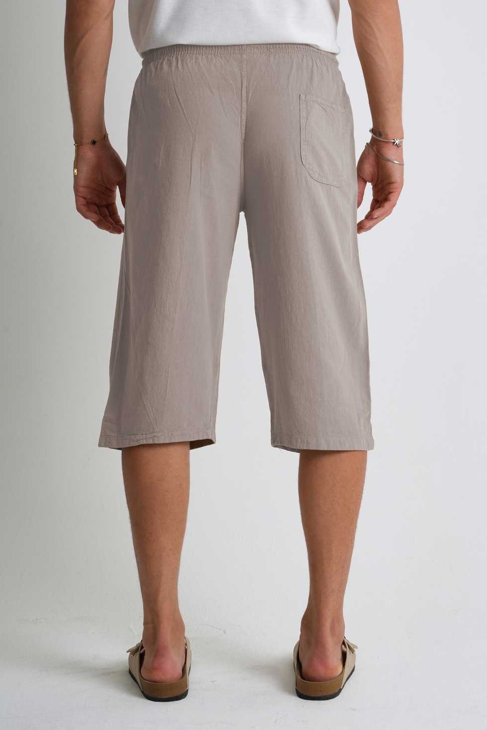 Erkek Büyük Beden %100 Pamuk Keten Görünümlü Kapri