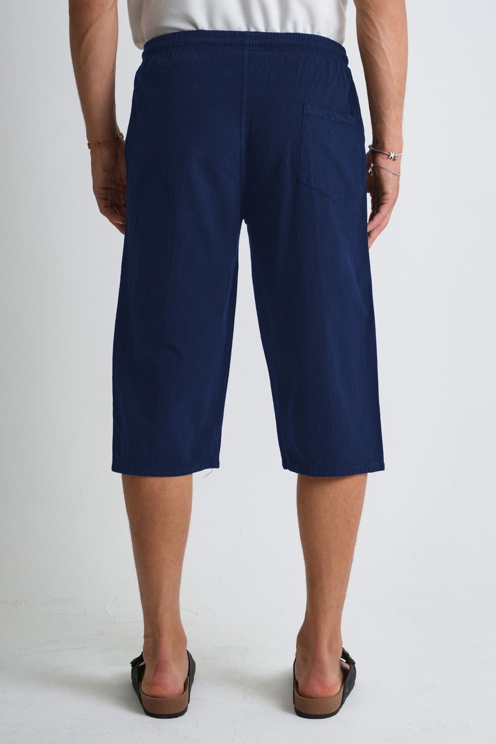 Erkek Büyük Beden %100 Pamuk Keten Görünümlü Kapri