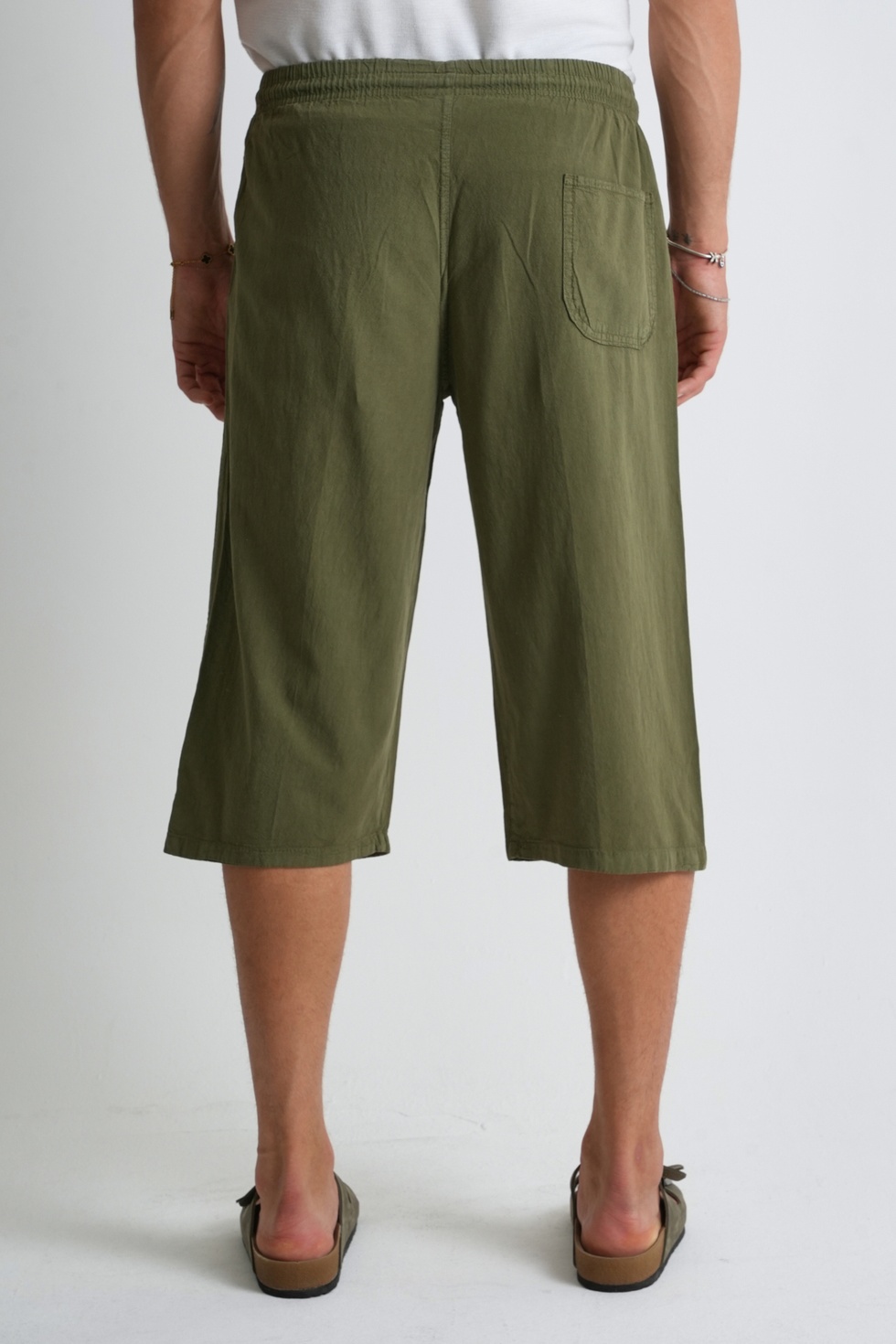 Erkek Büyük Beden %100 Pamuk Keten Görünümlü Kapri