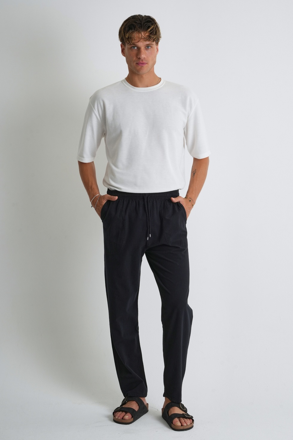 Erkek Büyük Beden %100 Pamuk Keten Görünümlü Pantolon