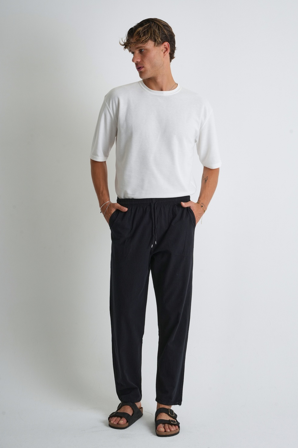 Erkek Büyük Beden %100 Pamuk Keten Görünümlü Pantolon