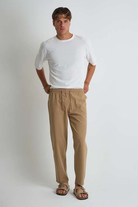 Toprak Erkek Büyük Beden %100 Pamuk Keten Görünümlü Pantolon E206