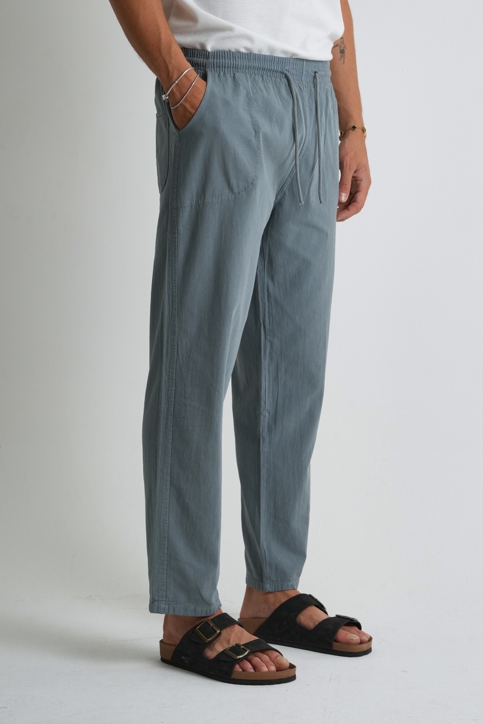 Erkek Büyük Beden %100 Pamuk Keten Görünümlü Pantolon