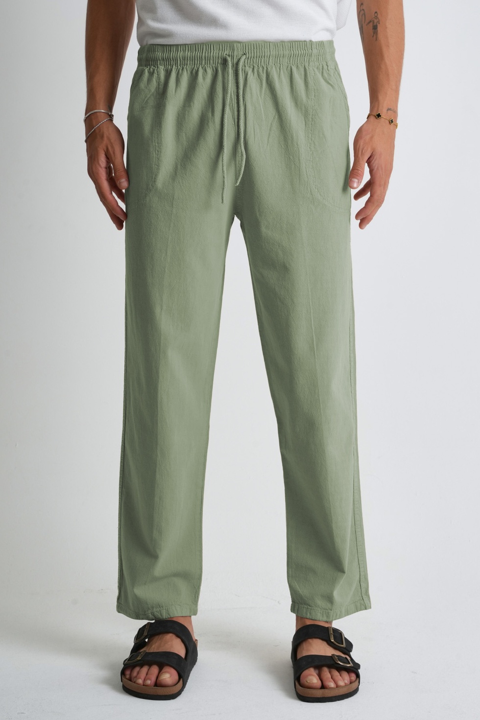 Erkek Büyük Beden %100 Pamuk Keten Görünümlü Pantolon