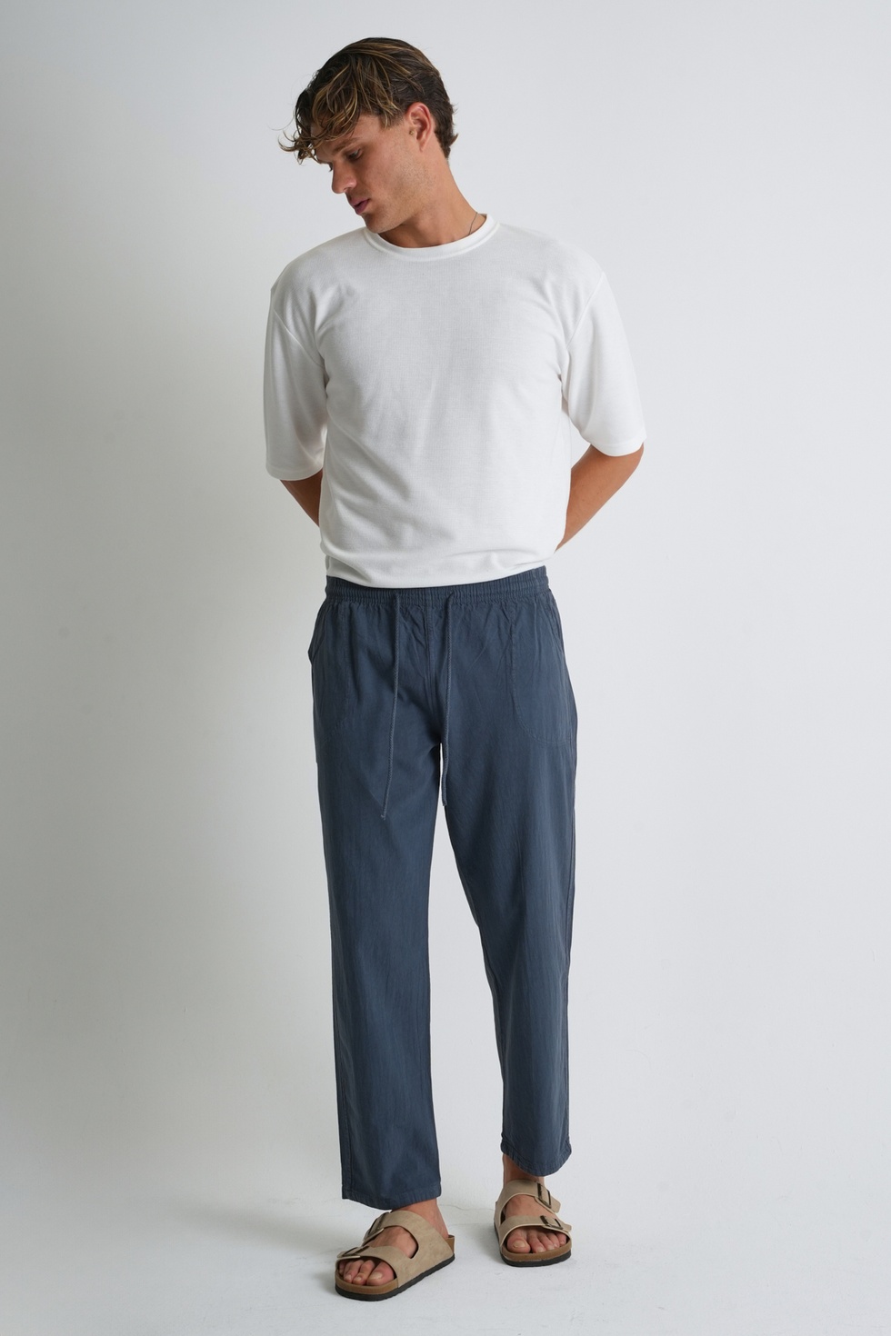 Erkek Büyük Beden %100 Pamuk Keten Görünümlü Pantolon