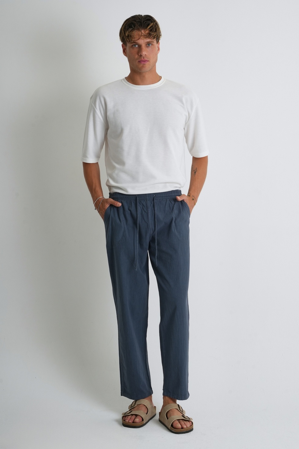 Erkek Büyük Beden %100 Pamuk Keten Görünümlü Pantolon