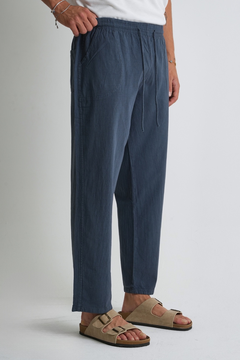 Erkek Büyük Beden %100 Pamuk Keten Görünümlü Pantolon