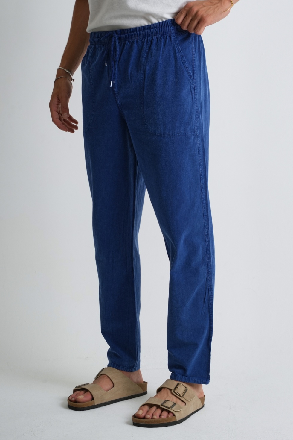 Erkek Büyük Beden %100 Pamuk Keten Görünümlü Pantolon