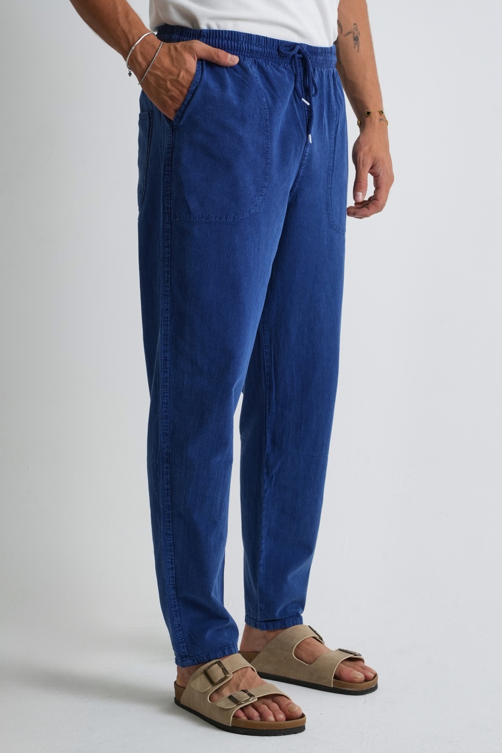 Erkek Büyük Beden %100 Pamuk Keten Görünümlü Pantolon