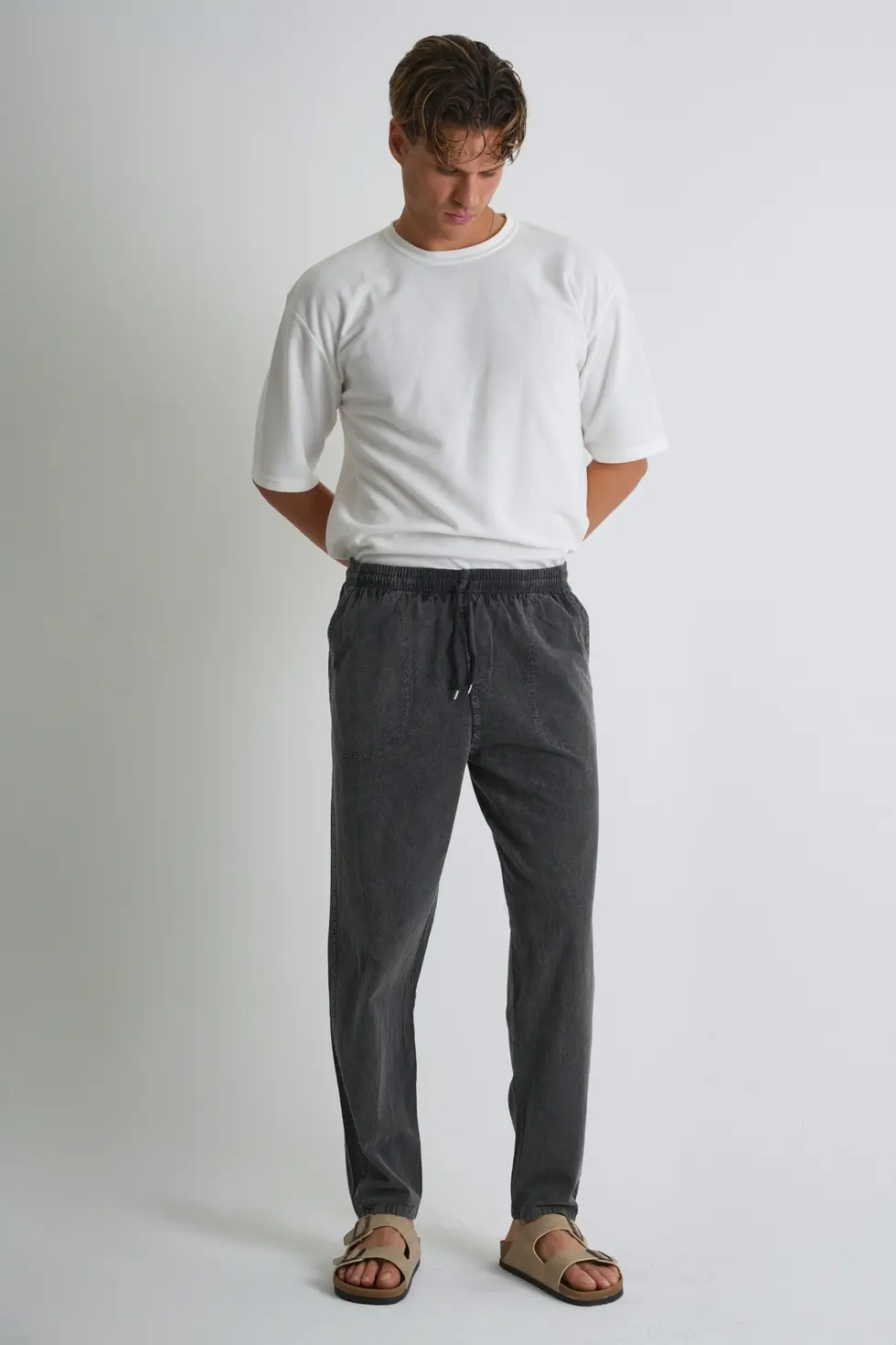 Erkek Büyük Beden %100 Pamuk Keten Görünümlü Pantolon