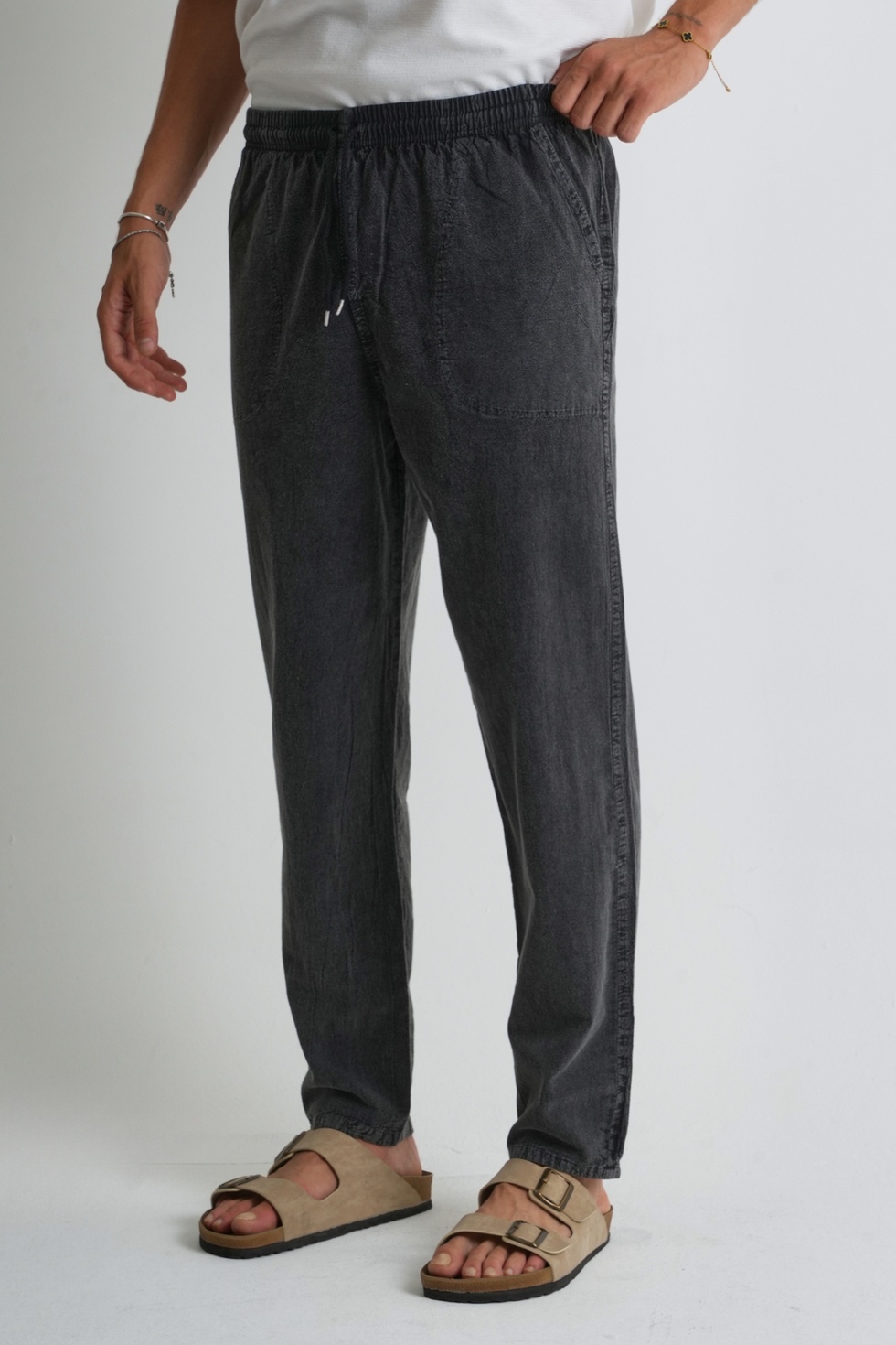 Erkek Büyük Beden %100 Pamuk Keten Görünümlü Pantolon