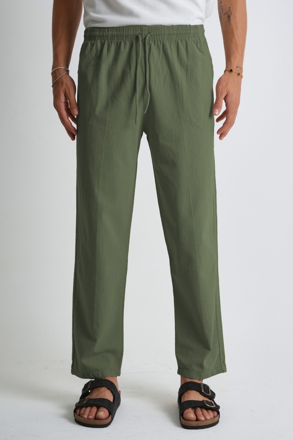 Erkek Büyük Beden %100 Pamuk Keten Görünümlü Pantolon