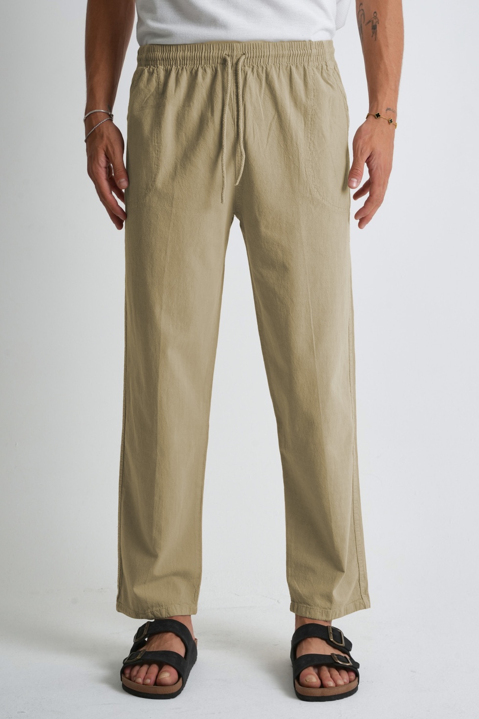 Erkek Büyük Beden %100 Pamuk Keten Görünümlü Pantolon