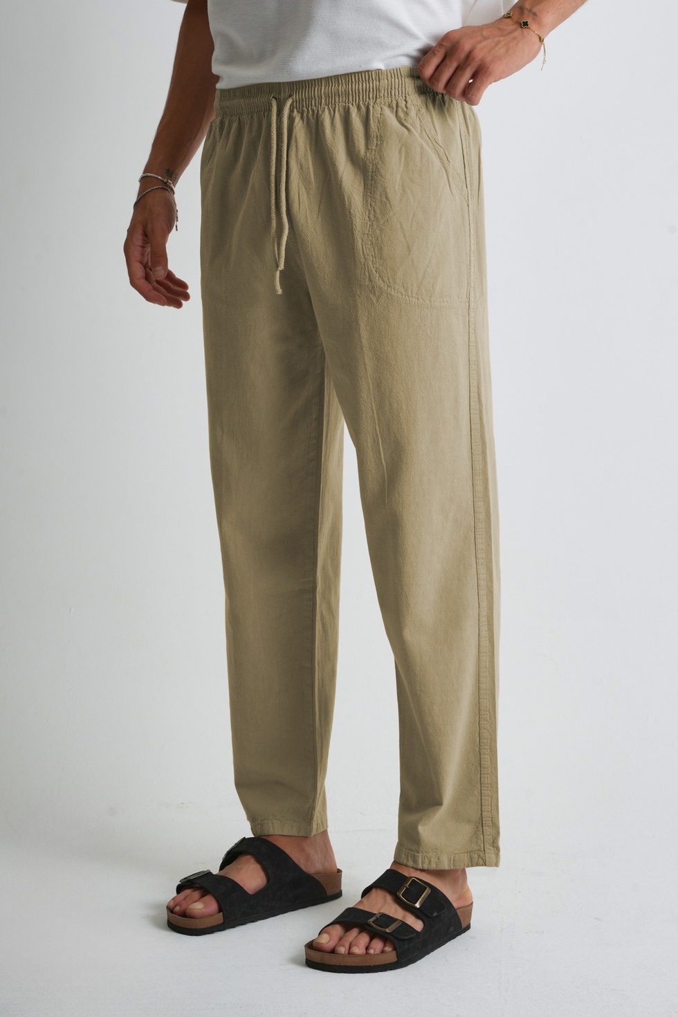 Erkek Büyük Beden %100 Pamuk Keten Görünümlü Pantolon